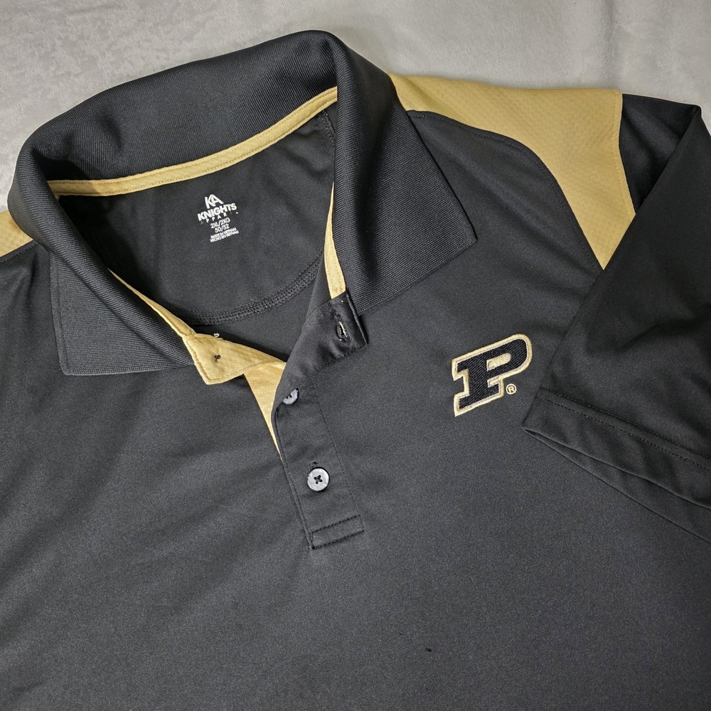 Mens 2X Gold Black Purdue University Embroidered Polo Shirt Football Basketball